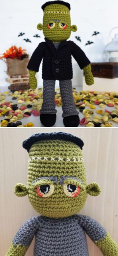 crocheted stuffed toy made to look like an alien