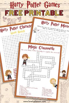 three harry potter crosswords are shown with the words harry potter and hermi