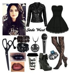 "Jade West (Elizabeth Gillies)" by deztry ❤ liked on Polyvore featuring Express, VIPARO and H&M Jade West From Victorious Outfits, Jade West Hair, Vampire Clothes