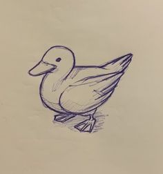 a drawing of a duck sitting on the ground