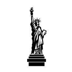 the statue of liberty is shown in black on a white background, and it appears to be an illustration