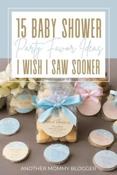 baby shower party favors in mason jars and tags