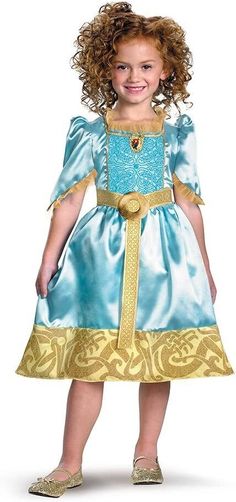 Merida Costume Kids, Brave Disney Princess, Merida Costume, Merida Dress, Dark Teal Dress, Disney Princess Merida, Brave Merida, Halloween Kids Costumes Girls, Princess Merida