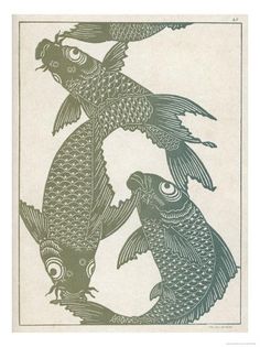 two fish in the shape of a circle with one fish on it's back