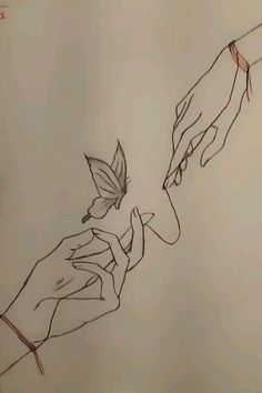 two hands reaching for a butterfly on a sheet of paper