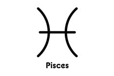 the pisces symbol is shown in black and white