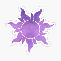 a purple sun sticker on a white background