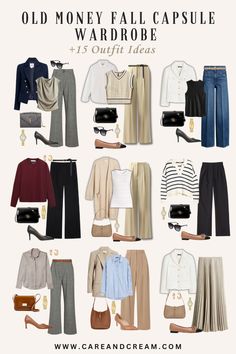 Discover the timeless elegance of an old money fall capsule wardrobe with this must-read blog post! Elevate your fall style with these fall wardrobe essentials that embody the old money fall aesthetic. Get inspired by this old money fall wardrobe and 15 classy outfit ideas! Plus: old money fall outfits, cute fall outfits, old money fall fashion. Old Money Outfits Business, Old Money Fall Capsule Wardrobe, Old Money Daily Outfits, Southern Old Money Aesthetic, Old Money Essentials Woman, Old Money Autumn Outfits, Old Money Plus Size Outfits, Old Money Fall Aesthetic, Old Money Work Outfits