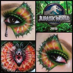 Jurassic Park Makeup Ideas, Jurassic Park Makeup, Dinosaur Makeup Women, Jurassic Park Nails, Dino Makeup, Nerdy Makeup, Dinosaur Makeup, Dinosaur Props