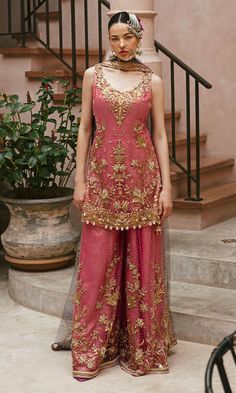 Show details for Love Lane Dhaka Pajama, Coral Outfit, Nomi Ansari, Net Shirt, Indian Bride Outfits, Normal Clothes, Short Shirt, Indian Wedding Outfits