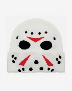 Stand out in any crowd while showing off your horror fandom with this Glow in the Dark Jason Mask Beanie Hat. If you love Friday the 13th then this stylish beanie is a must-have to add to your collection. Officially licensed Material: Acrylic Care: Hand wash Imported Casual One Size Hats For Halloween, Casual One Size Halloween Hats, Casual One-size Hats For Halloween, White Halloween Cap, Halloween Beanie For Streetwear, Halloween Streetwear Beanie, Halloween Cosplay Beanie Hat, White Novelty Hat For Halloween, Novelty Halloween Costume Cap