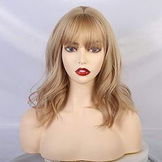 Hairstyles Easy Medium Length, Medium Length Hair Wavy, Straight Wig Hairstyles, Styles Medium Length Hair, Wavy Layered Haircuts, Hair Styles Medium Length, Blonde Wig With Bangs, Hair Styles Medium, Medium Length Blonde