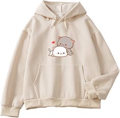 Women Kawaii Cartoon Cute Cat Graphic Casual Cotton Pullover Hoodies Sweatshirt Couples Sweaters, Hoodie Allen, Autumn Clothes, Hoodie Material, Cat Party, Soft Hoodie, Cotton Pullover