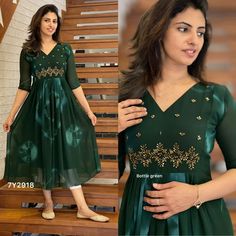 Latest Model Kurti Designs, Model Kurti Designs, Umbrella Frock Design For Women, Chudidhar Models, Umbrella Frock Design, Ghagra Design, Frock Design Ideas, Chudi Designs, Umbrella Frock