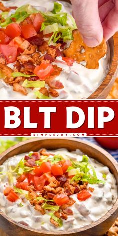 Hosting a football party? Try this BLT Dip Recipe! With just 4 ingredients—bacon, sour cream, mayonnaise, and diced tomatoes—it’s an easy football party food and delicious game day recipe. Great for snack ideas for a party and easy appetizer recipes for any gathering! Tailgate Dip Recipes, Bacon Tomato Dip, Gluten Free Party Dips, Cheap Party Dips, Football Side Dishes, Big Mac Dip Recipe, Labor Day Dip Recipes, Appetizers For Football Games, Meaty Dips