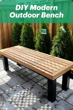 a wooden bench sitting on top of a patio