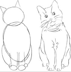 a drawing of a cat sitting next to another cat