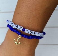 Check out this item in my Etsy shop https://www.etsy.com/listing/1093169090/military-bracelets-navy-bracelet-anchors Military Bracelet, Navy Bracelet, Graduation Bracelet, Blue Beaded Bracelets, Anchor Charm, Word Bracelet, In The Navy, Name Bracelet, Custom Bracelets