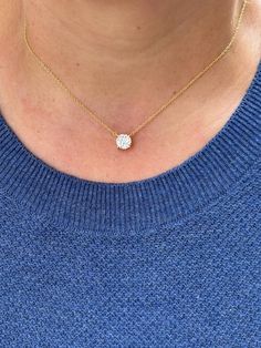 Our largest solitaire necklace, a simple way to create a statement while you remain classic and elegant. It's a must-have piece! Information: 💎 Sterling Silver (925 stamped) | 14K Gold Plated 💎 AAAA+ Cubic Zirconia Gemstone 💎 Gemstone Size: 7MM 💎 Adjustable Length: 16" - 18" 💎 Hypoallergenic 💎 Tarnish resistant This necklace is simply amazing and mesmerizing, the light reflection of the CZ diamond is exceptional. When looking at the gemstone, you will notice the high level of craftsmanship that we pride ourselves with. When creating this item, we went ahead and added an 7MM CZ diamond for an even wow factor. You will be sure to stand out! You can choose to wear the necklace by itself for a minimalist look or you can choose to layer up and create a statement look. It's super versatile Necklace Gold Diamond, Solitaire Necklace, Diamond Solitaire Necklace, Solitaire Necklaces, Cz Diamond, Light Reflection, Gold Plated Necklace, Necklace Gift, High Level