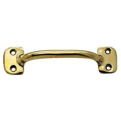 an antique brass cabinet door handle with two holes on the front and one hole in the back