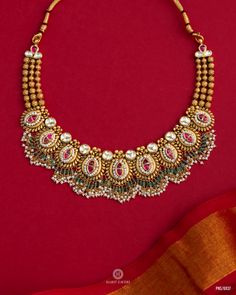 22kt Gold Antique Heritage Neckless set | Harit Zaveri Jewellers, Ahmedabad, India | WhatsApp : +917016466150 Jadtar Set, Antique Necklaces Design, Antique Necklaces, Colorful Stones, Quirky Jewelry, Bridal Jewellery Design, Indian Jewelry Sets, Bridal Jewellery, Hand Work