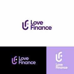 the love finance logo is shown in purple and black