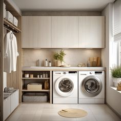 a washer and dryer in a small room