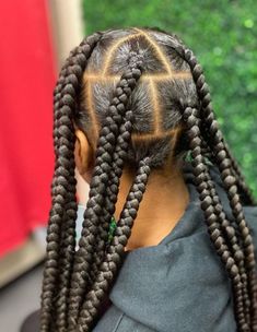 Large Box Braids: Embrace the Trend with Style Box Braids With Real Hair, Huge Box Braids, Big Braids For Kids, Four Box Braids, Jumbo Box Braids Parting, Jumbo Plaits Box Braids, Giant Box Braids, Large Braid Parting Pattern, Medium Jumbo Box Braids