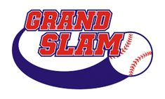 the grand slam logo with a baseball in it's center and words on top