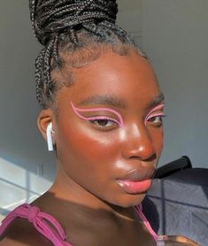 Pink Eyeliner, Makeup For Black Skin, Graphic Makeup, French Rose, Dope Makeup, Colored Eyeliner, Cute Makeup Looks