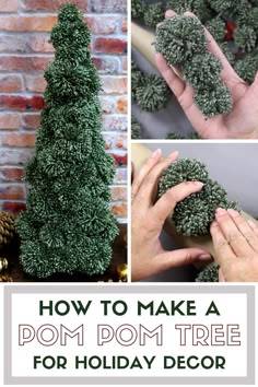 how to make a pom - pom tree for holiday decor