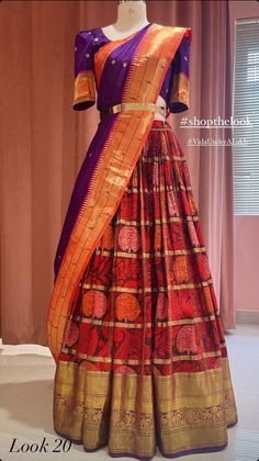 Label Vida Lehenga, Kerala Dhavani, Sangeet Outfit Ideas, Paithani Lehenga, Pavadai Sattai, Blue Blouse Designs, Langa Voni, Lehenga Saree Design