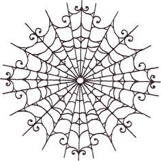 a spider web is shown in black and white, with an intricate design on it