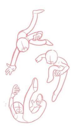 three people are doing different things in the same drawing style, and one person is holding something