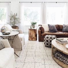 a living room filled with furniture and lots of windows