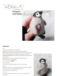 the penguin is knitted in grey and white