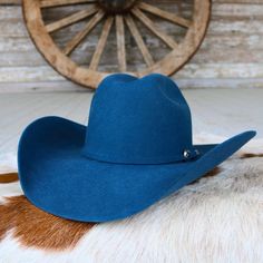 Serratelli Blue Wool Cowboy Hat Blue Cowboy Hat, Yale Blue, Girl Baseball Cap, Beaded Hat Bands, Modern Cowgirl, Leather Baseball Cap, Era Fashion, Felt Cowboy Hats, Kids Belt