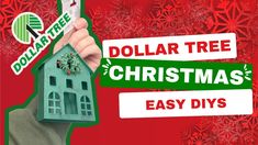 the dollar tree christmas card is being held up