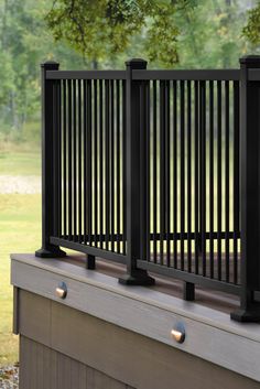 Lean into a minimalist railing profile with this pre-assembled, aluminum panel that keeps sightlines clear and balusters rattle-free by being locked in place. Sleek, strong, and minimalist, this railing profile features hidden fasteners and fades into the background to keep your stunning view the star of your outdoor living space. IRX Universal Panel Kits include baluster panel, bottom rail cover, hardware, brackets, and footblock (Choose your top rail shape sold separately). To complete your railing please be sure to purchase IRX Top Rails, and Impression Rail Post Kits or Wall Mount Kits sold separately. TimberTech Impression Rail Express 6-ft x 42-in Black Aluminum Deck Rail Kit | AZTIX42UNLP6B Minimalist Railing, Deck Stair Railing, Metal Deck Railing, Stair Paneling, Deck Railing Systems, Aluminum Railing Deck, Cast Iron Fence, Deck Railing Design, Stair Rail