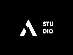 the logo for studio dio is shown in black and white, with an arrow pointing up