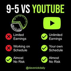 the 9 - 5s vs youtubee info is shown in green and black with red arrows