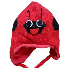 Wool Hat Lady Bug Design One Size Red Your Child Will Stay Warm And Look Adorable In This 100% Wool Hat Featuring A Lady Bug Design. This Quality Made Hat Features A Soft Fleece Lining, Ear Flaps, And Braided Ties For Security. Wool Hat Winter/Cold Weather Made In Nepal Hand Wash Size: Unisex Kids One Size Condition: New Nwot Item Lp774-A-2008-1of1 Best Winter Hats, Bug Design, Toddler Sun Hat, Girls Sun Hat, Disney Hats, Newborn Bows, Plaid Hats, Flex Fit Hats