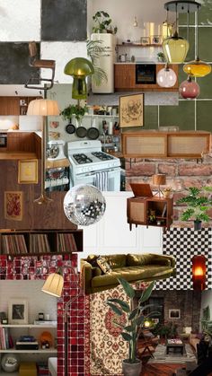 a collage of different rooms with furniture and decor