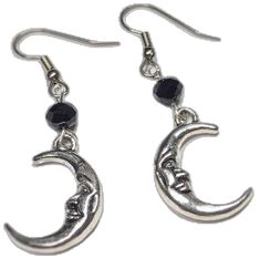 Mystical Black Metal Earrings, Black Moon Phase Earrings, Black Crescent Moon Charm Earrings, Black Moon Shaped Celestial Earrings, Black Moon-shaped Pierced Earrings, Black Moon Shaped Pierced Earrings, Black Moon-shaped Celestial Earrings, Celestial Moon-shaped Black Earrings, Black Moon Charm Celestial Earrings