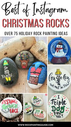 christmas rocks with the words best of instagramn on them and pictures of rock paintings