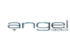 an angel logo on a white background with the word angel in black and grey letters