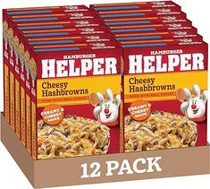 two boxes of helper cheesy hash browns cereal