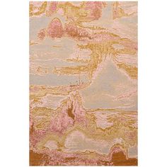 an abstract painting with pink and gold colors on the ground, in shades of orange