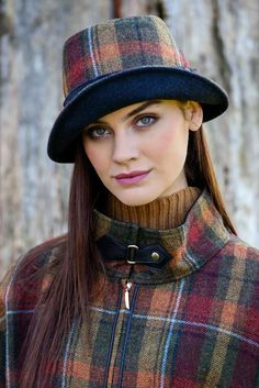 Ladies Tweed - Clodagh Hat - Autumn Plaid - Made in Ireland Wool Bucket Hat, Elegant Hat, Tweed Hat, Irish Sweater, Merino Wool Scarf, Brown Mustard, Aran Sweater, Elegant Hats, Irish Celtic