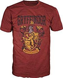 a red t - shirt with the gryffindor crest on it